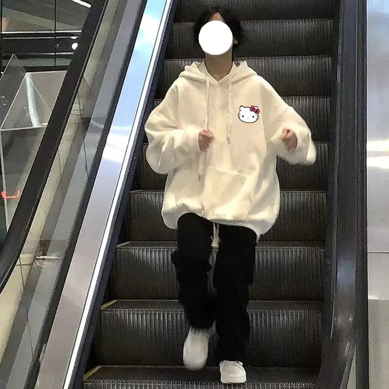 Y2K Women's Hoodie with Cute Sanrio Hello Kitty Print