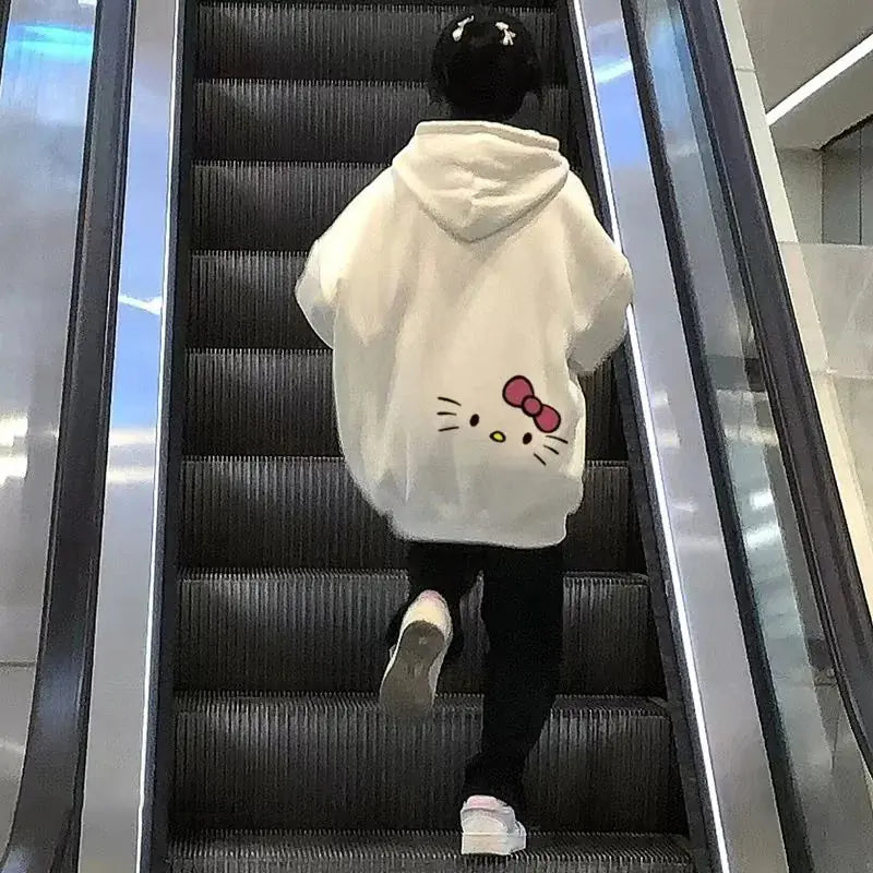 Y2K Women's Hoodie with Cute Sanrio Hello Kitty Print