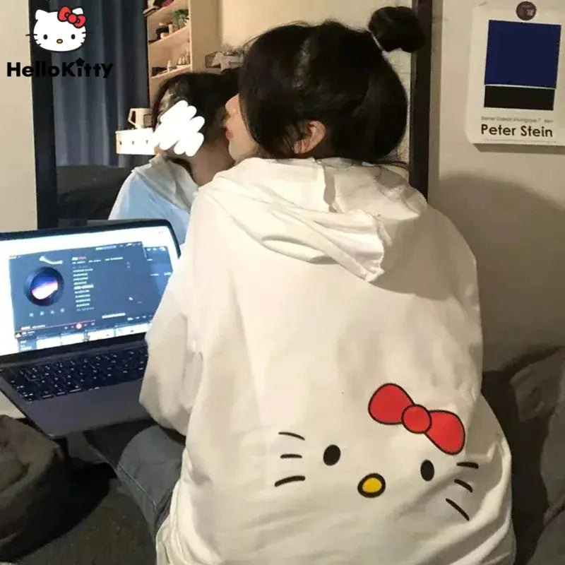Y2K Women's Hoodie with Cute Sanrio Hello Kitty Print