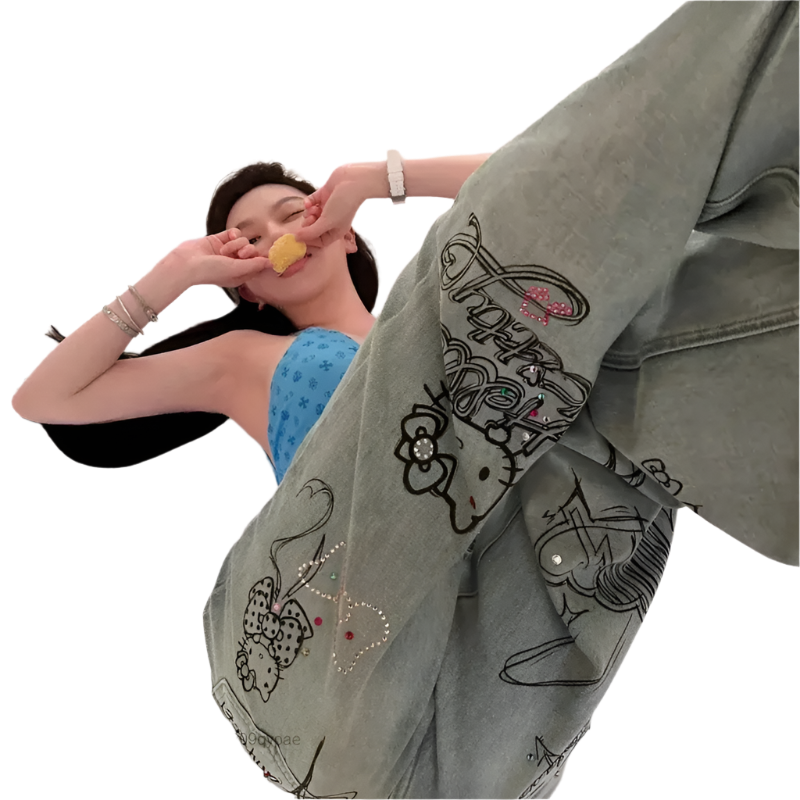 Diamond Hello Kitty Graffiti Women Jeans