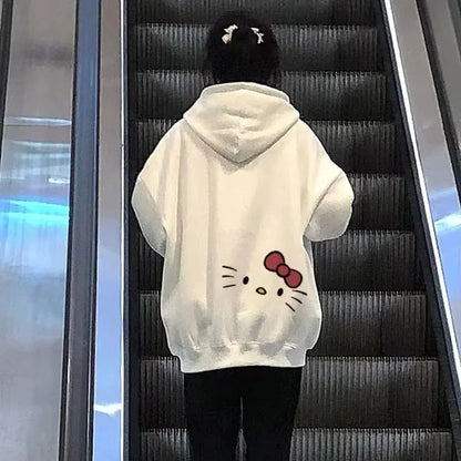 Y2K Women's Hoodie with Cute Sanrio Hello Kitty Print
